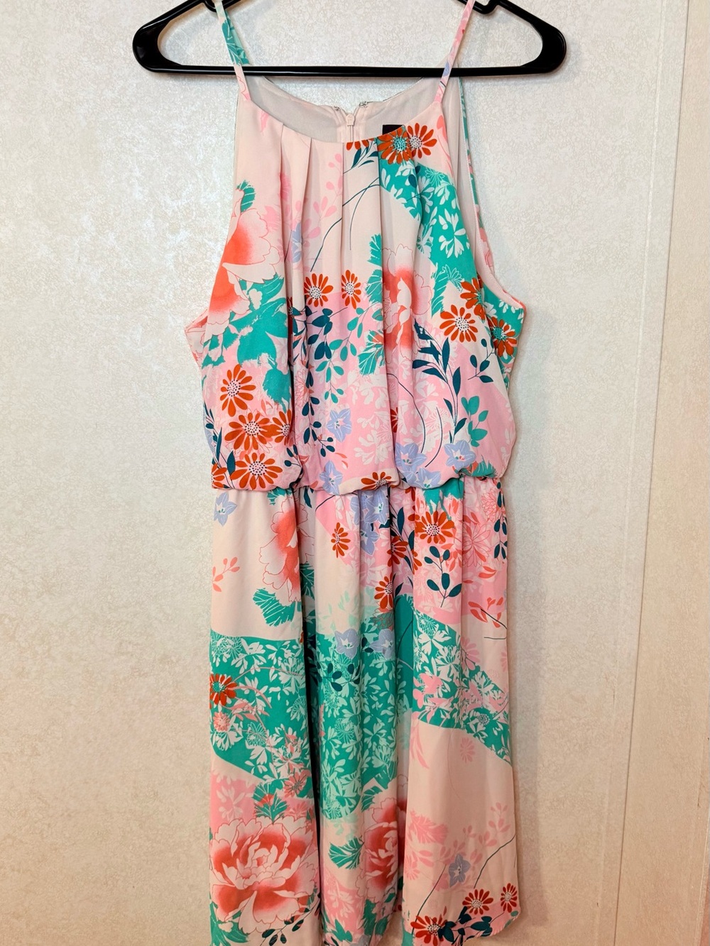 Nine West Pink & Teal Floral Halter Sundress